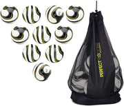 Perfect Soccer Balls Size 5 Set of 10 Designed to Hold Pressure & Rocket Off Your Foot w/ Soccer Ball Bag & Soccer Ball Pump Sturdy Multi Pack Soccer Balls Futbol Combo for Youths & Adults
